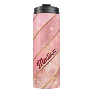 Termo Moda rosa oro giratorio elegante geométrico