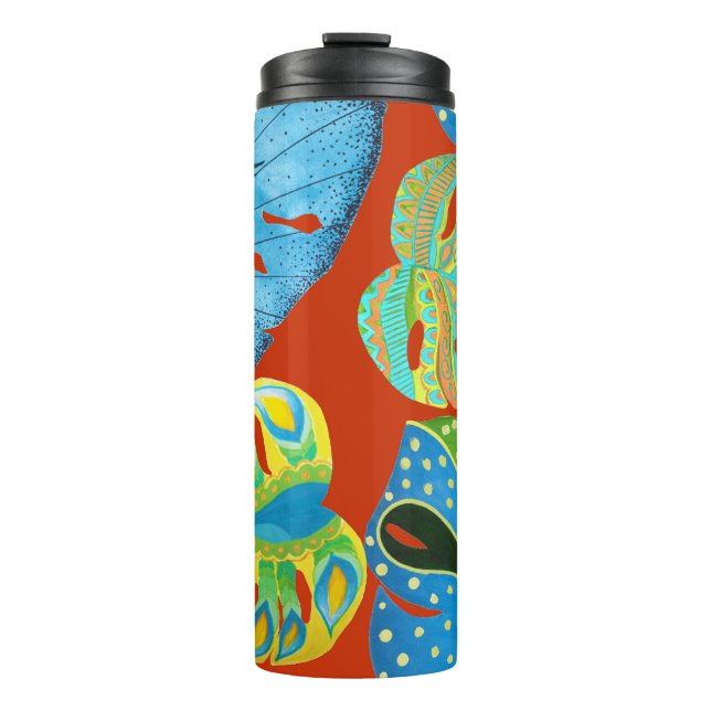 Termo Moda Tropical: Patrón de Leafy sin Marea. (Anverso)