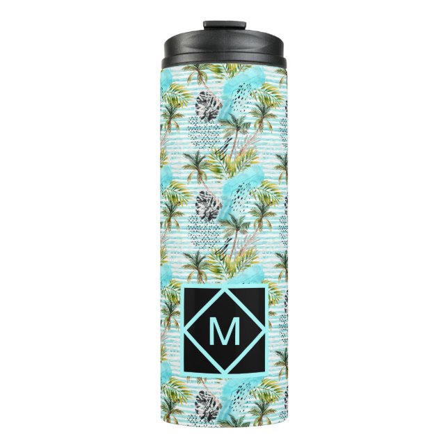 Termo Modelo abstracto de la palmera de la acuarela (Anverso)