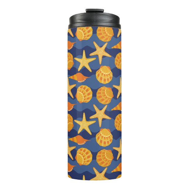 Termo Modelo azul y anaranjado del Seashell (Anverso)