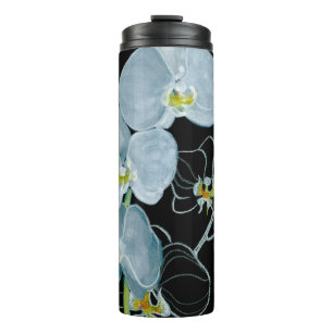 Termo Modelo blanco de las orquídeas de la acuarela