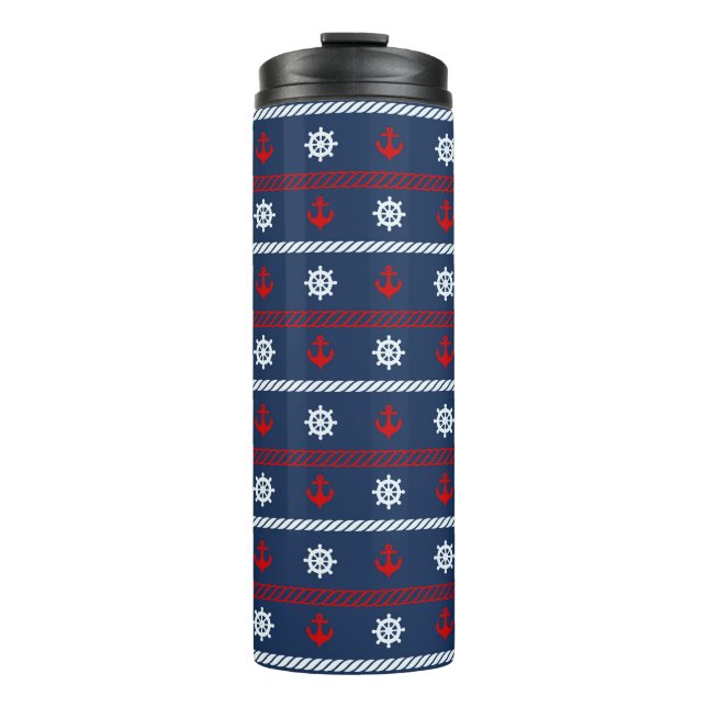 Termo Modelo blanco y azul rojo del océano (Anverso)