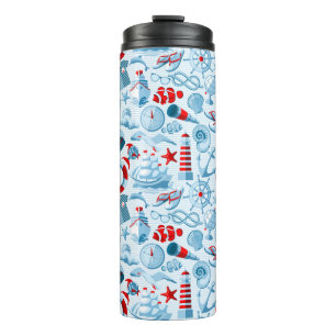 Termo Modelo blanco y azul rojo náutico