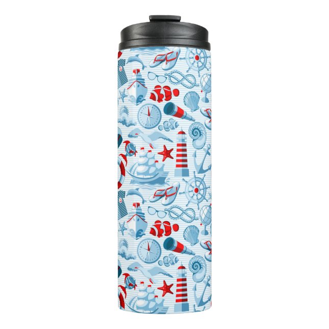 Termo Modelo blanco y azul rojo náutico (Anverso)