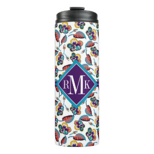 Termo Modelo brillante del hibisco del monograma el