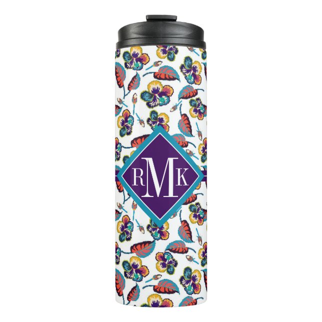 Termo Modelo brillante del hibisco del monograma el | (Anverso)