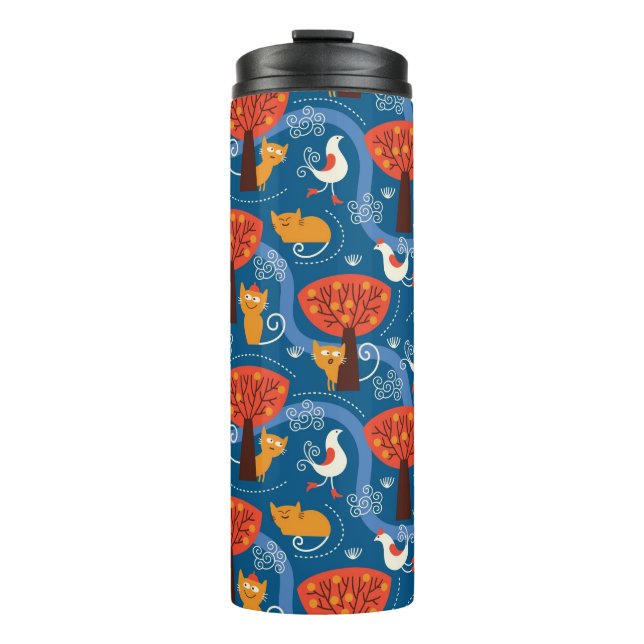 Termo modelo con los gatos y los pájaros lindos (Anverso)