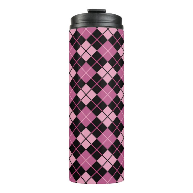 Termo Modelo de Argyle en negro y rosa (Anverso)