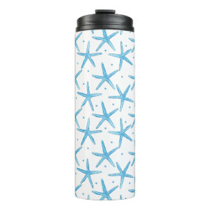 Termo Modelo de estrellas azul de mar de la acuarela