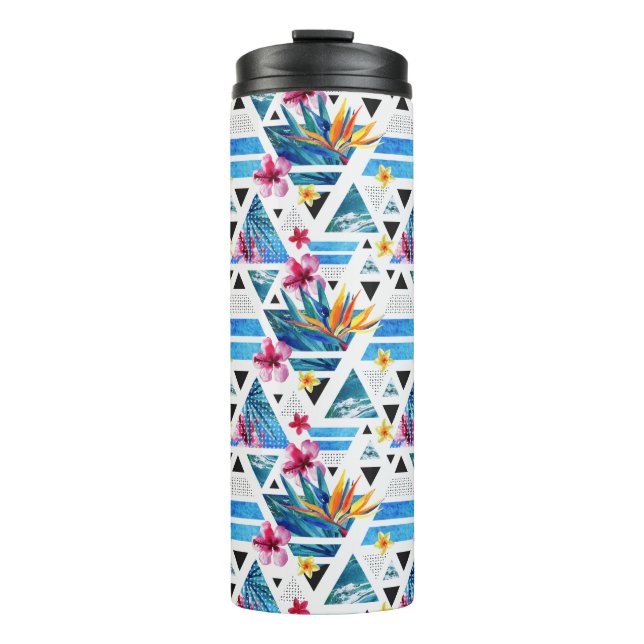 Termo Modelo de flores tropical geométrico (Anverso)