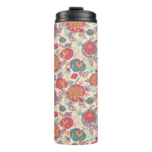 Termo Modelo de las flores y de las hojas del Peony