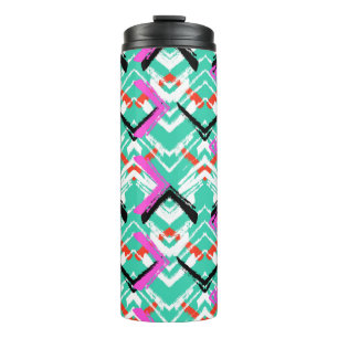 Termo Modelo de zigzag verde azulado dibujado mano