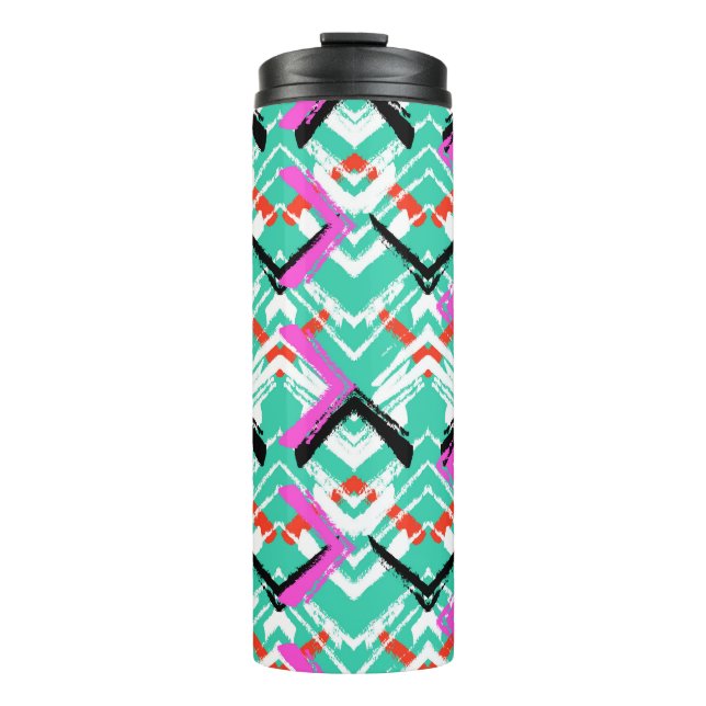 Termo Modelo de zigzag verde azulado dibujado mano (Anverso)
