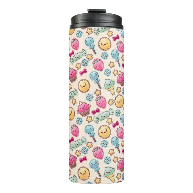 Termo Modelo del niño de Kawaii con doodles lindos (Anverso)