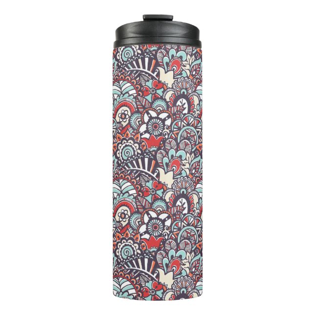 Termo Modelo floral del Doodle de Paisley (Anverso)