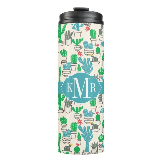 Termo Modelo floral natural lindo de los cactus (Anverso)