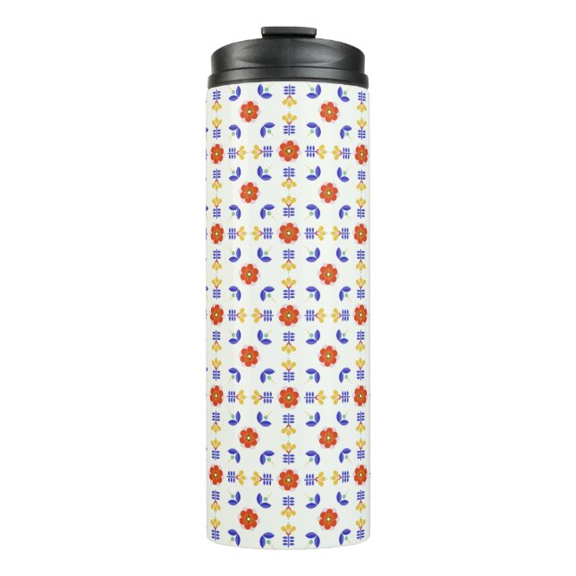 Termo Modelo geométrico de la flor de neón del arte (Anverso)
