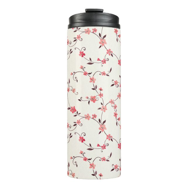 Termo Modelo inconsútil de la acuarela con la primavera (Anverso)