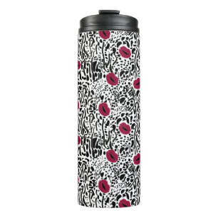Termo Modelo moderno de los labios B&W del lápiz labial