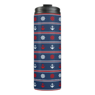 Termo Modelo náutico blanco y azul rojo