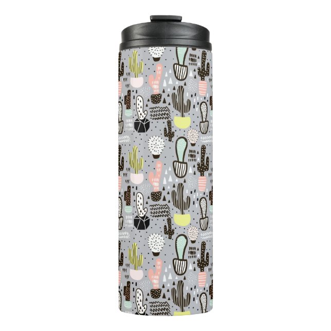 Termo Modelo texturizado dibujado mano del cactus (Anverso)
