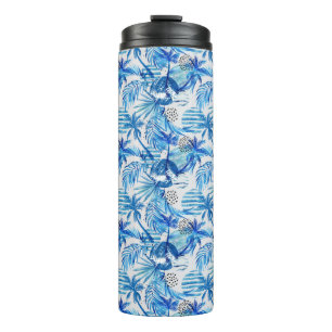 Termo Modelo tropical azul brillante de la acuarela