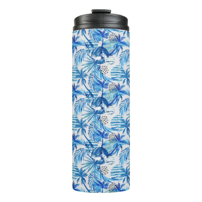 Termo Modelo tropical azul brillante de la acuarela (Anverso)