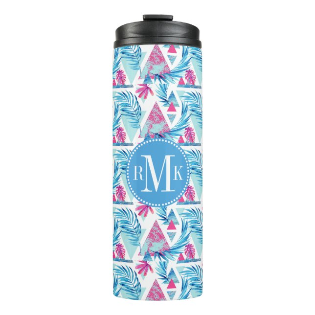 Termo Modelo tropical de la hoja de la acuarela (Anverso)