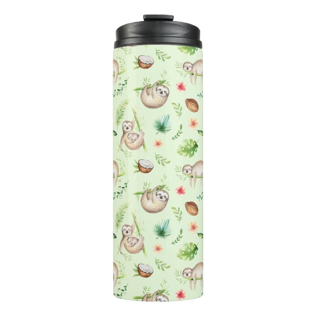 Termo Modelo tropical de la pereza del coco (Anverso)