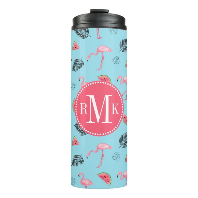 Termo Modelo tropical de moda del flamenco y de la (Anverso)