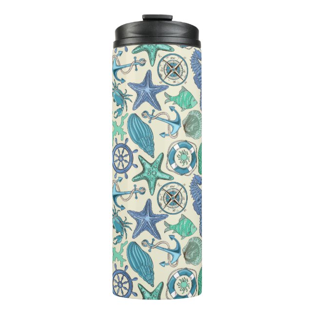 Termo Modelo verde azulado de los animales de mar (Anverso)