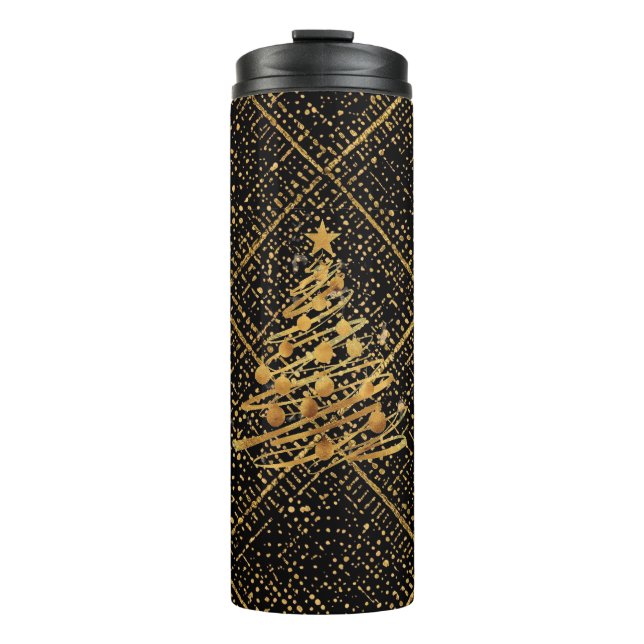 Termo Modern, Chrismas Tree, Black Gold Cross Pattern  (Anverso)