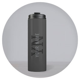 Termo Modern Dark Gray Monogrammed Name (u otro texto)
