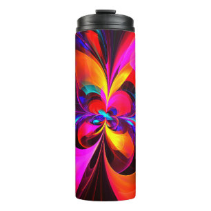 Termo Modern Floral Resumen Arte Patrón Azul Rojo #07