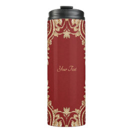 Termo Modern Gold Red Floral Thermal Tumbler