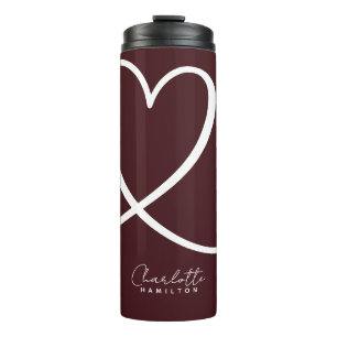 Termo Modern Love Heart Personalized Eggplant White