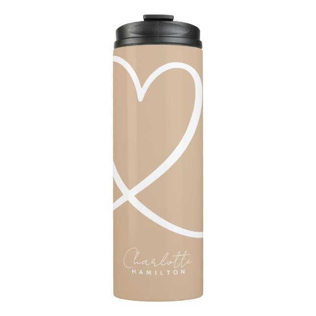 Termo Modern Love Heart Personalized Tan White (Anverso)