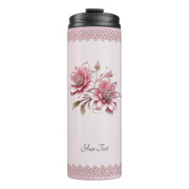 Termo Modern Pink Flowers Thermal Tumbler