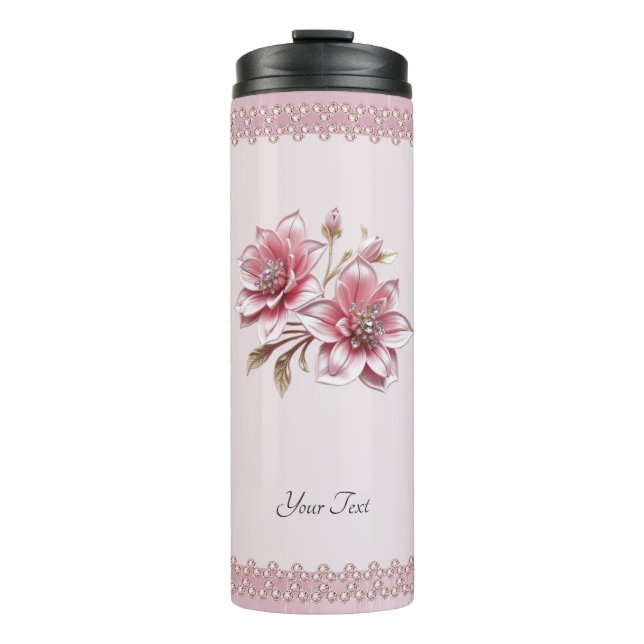 Termo Modern Pink Flowers Thermal Tumbler (Anverso)