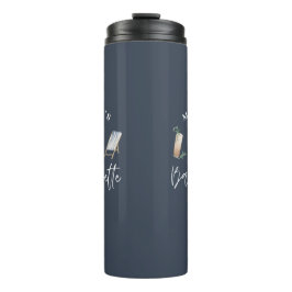 Termo Moderna fiesta de soltera azul marino con acuarela