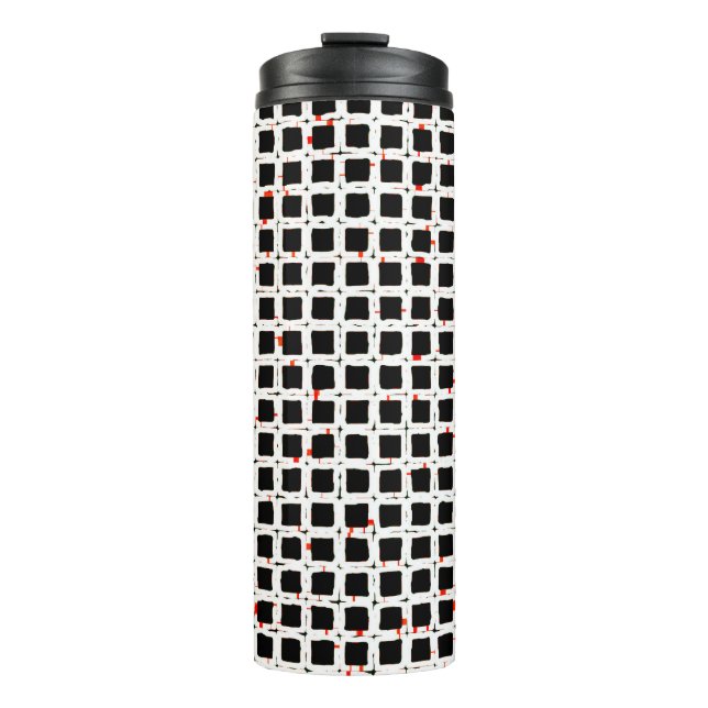 Termo Moderna Moda de patrón rojo blanco negro y elegant (Anverso)
