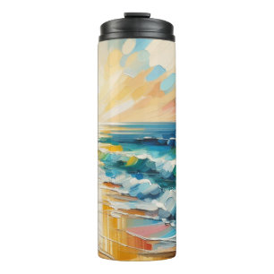 Termo Moderno Art Sunset Beach Pintura Náutica