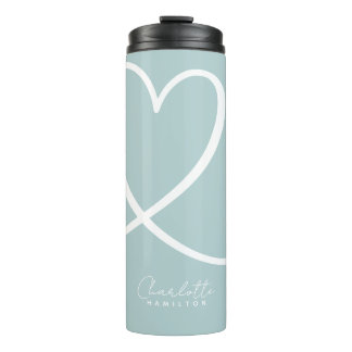 Termo Moderno Corazón de Amor Personalizado Mint Verde B