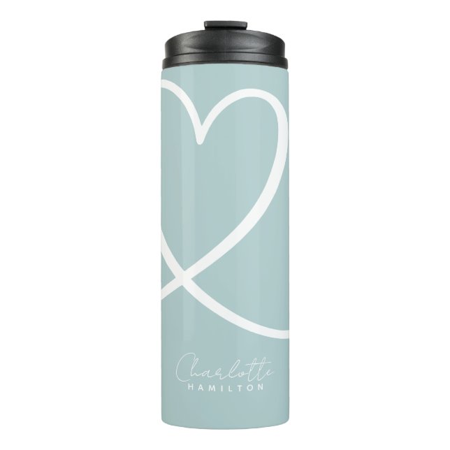 Termo Moderno Corazón de Amor Personalizado Mint Verde B (Anverso)
