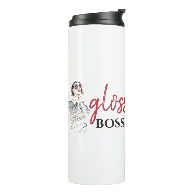 Termo Moderno Gloss Boss Chica Black Red Funny Art (Rotado hacia la izquierda)