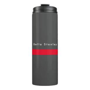 Termo Moderno Gris Gris Rojo Su Nombre