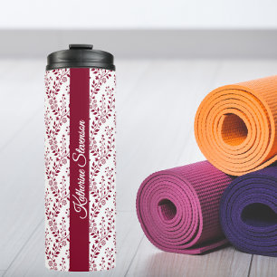 Termo Moderno Minimalista Burgundy Rojo Blanco Floral Sc