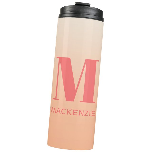 Termo Moderno Monograma Denominación Inicial Gradiente D (Peach gradient modern monogram initial name personalized water bottle)