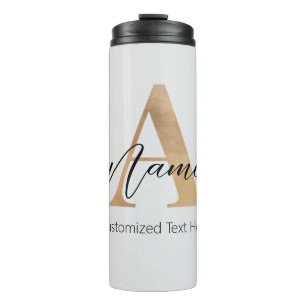 Termo Moderno Monogramado Inicial A & Name Personalizado