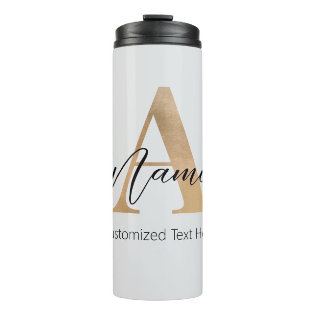 Termo Moderno Monogramado Inicial A & Name Personalizado (Anverso)